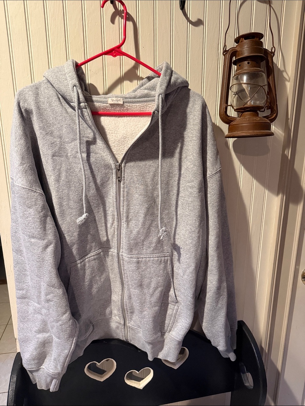 Brandy Melville Light Gray Zip-Up Hoodie